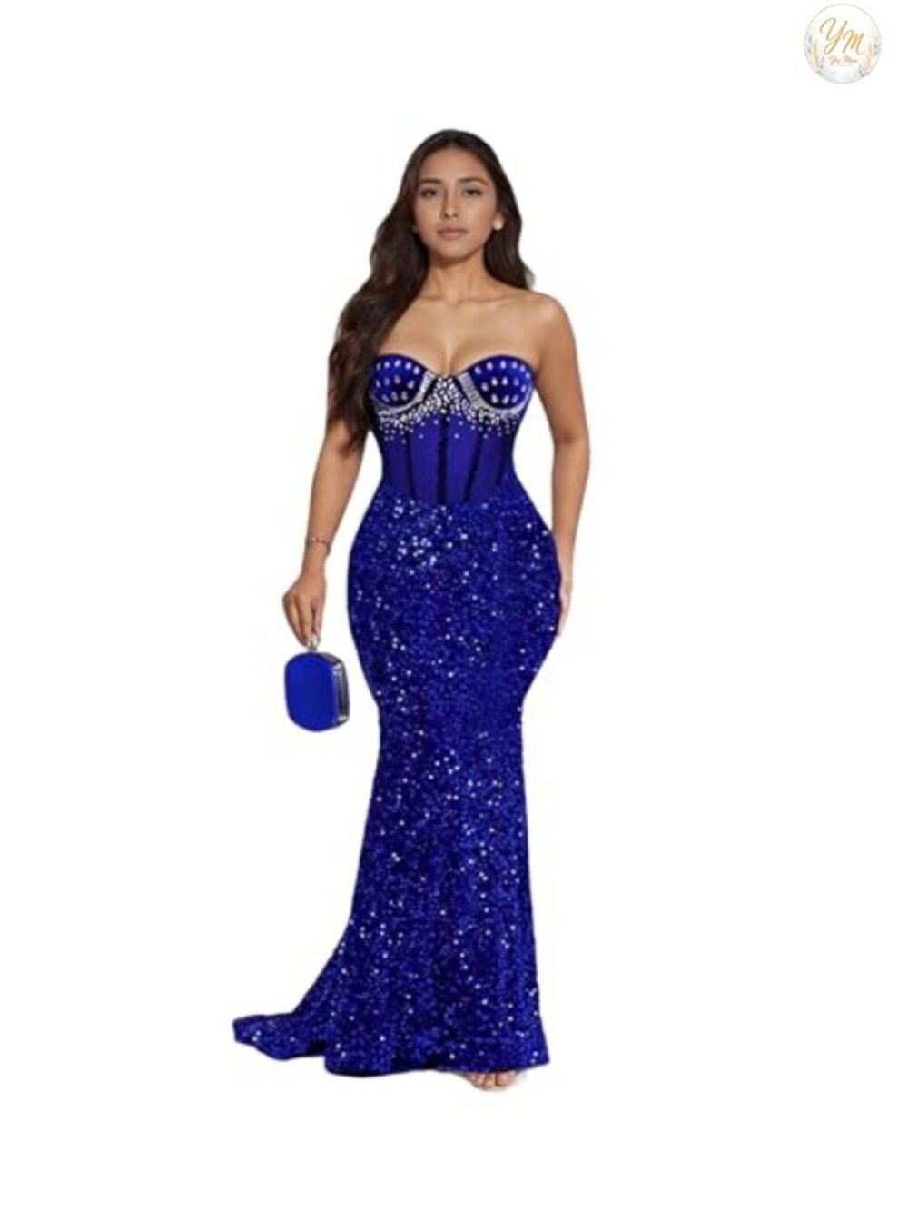 Rhinestone Mermaid Club Dress Strapless Sleeveless Party Night Out